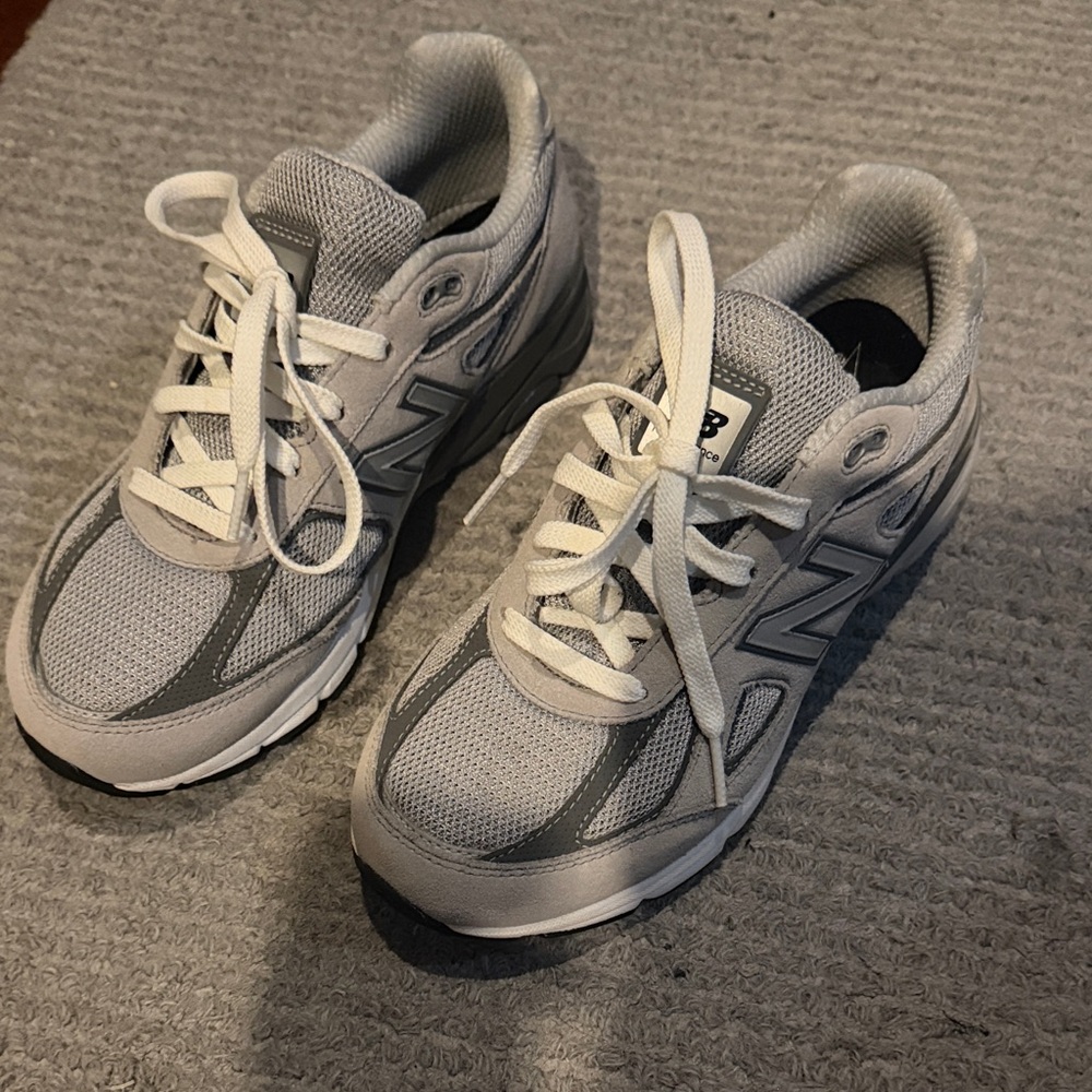 New Balance Kids White and Gray Sneakers